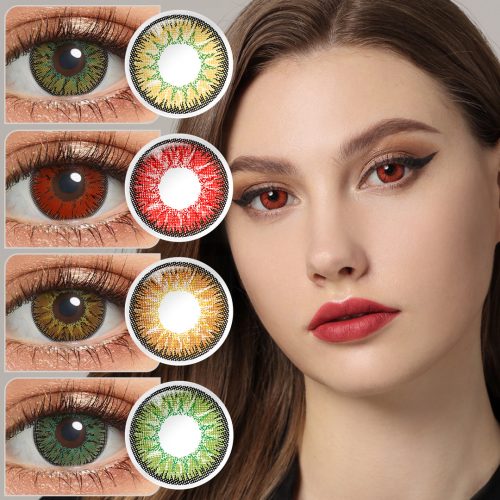 Brown-eyed model showcasing Nonno natural colored contacts