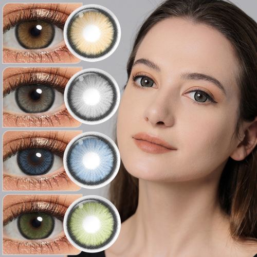 Model showcasing Diamond N colored contact lenses