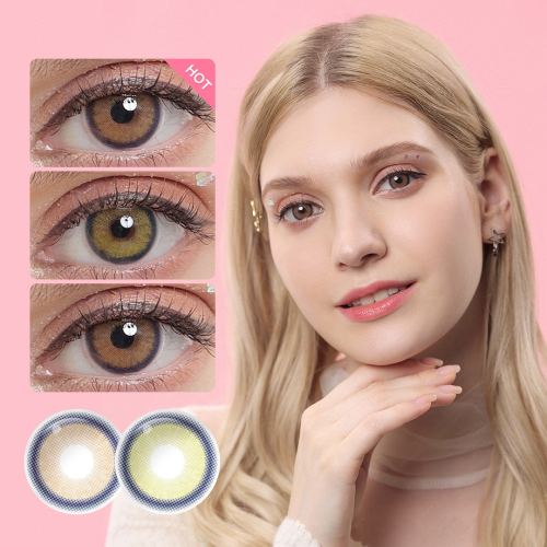 Model wearing Melody color contact lenses