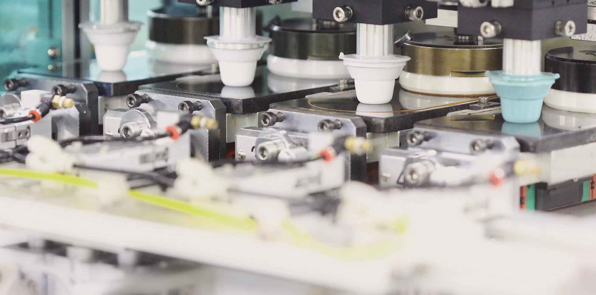 Automated contact lens manufacturing equipment on the production line