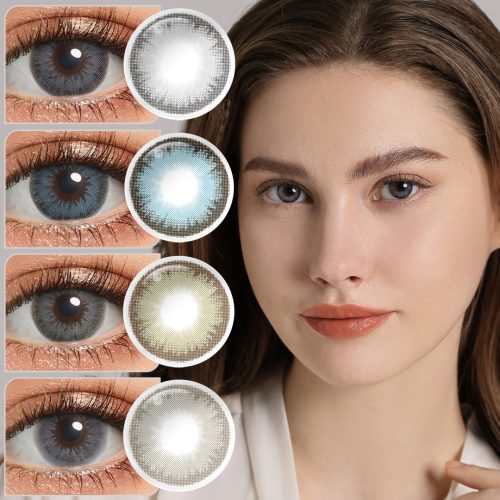Model wearing Diamond colored contact lenses